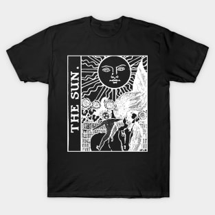 The Sun Tarot Card Black and White T-Shirt